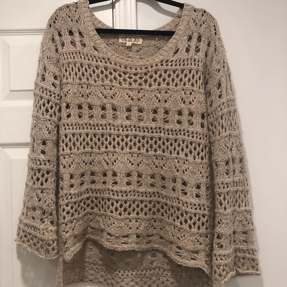 Tan  knit sweater with bell sleeves